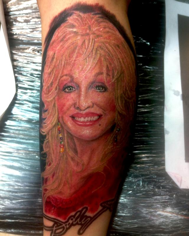 Dolly Parton Portrait by Chad Miskimon Tattoos